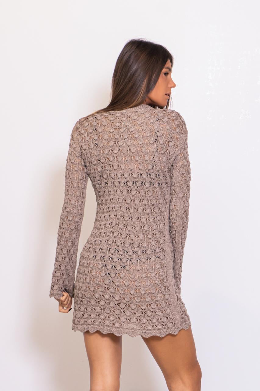 Abito Corto In Maglia Punto Ventaglio
