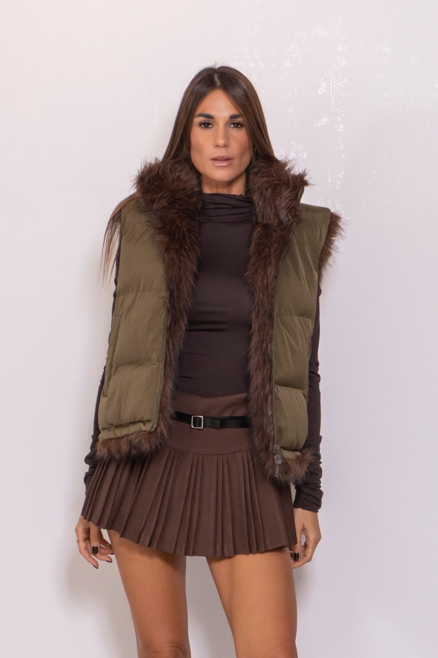 Ecopelliccia smanicata marrone
