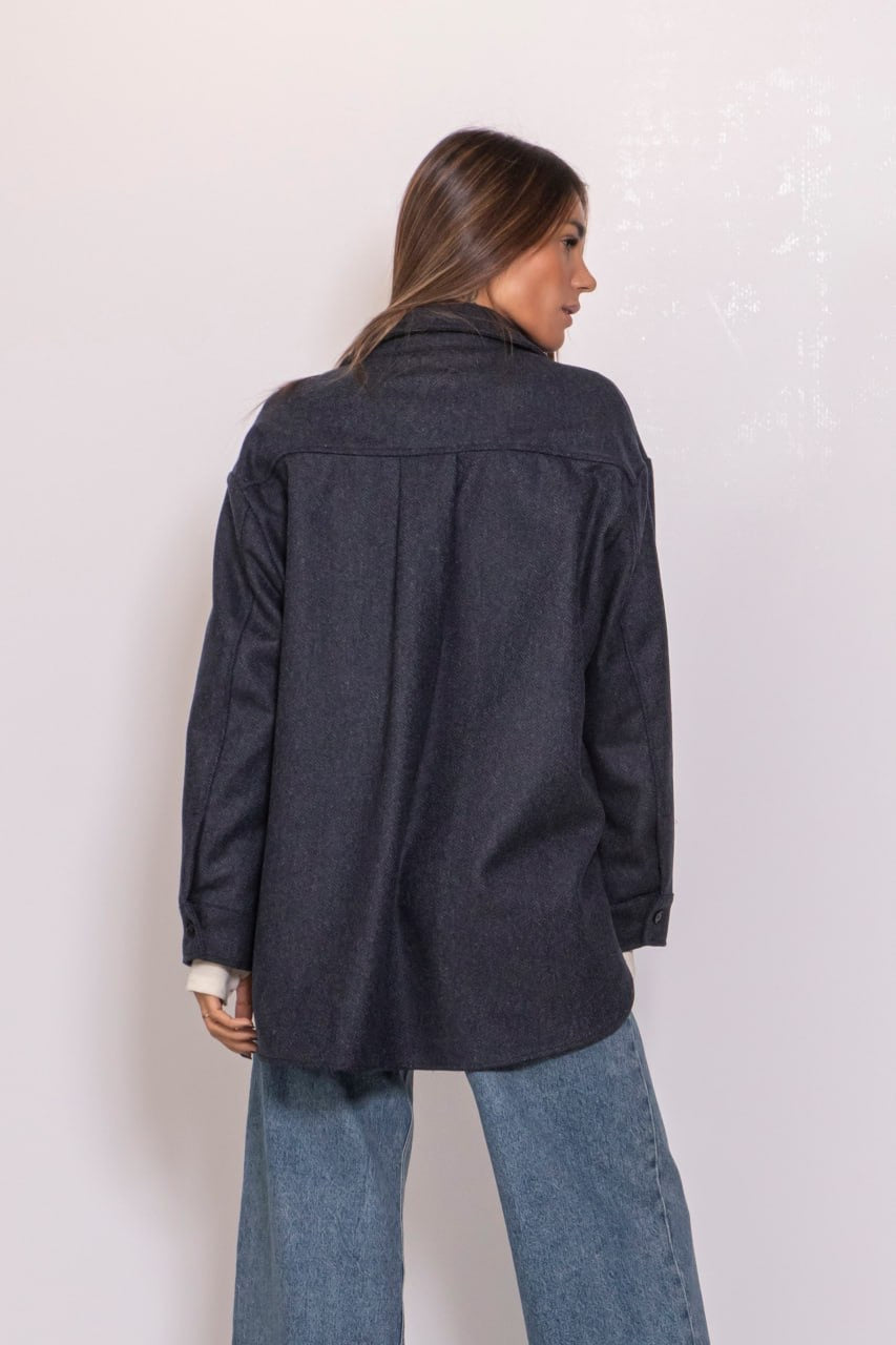 Camicia tasche applicate fantasia check blu