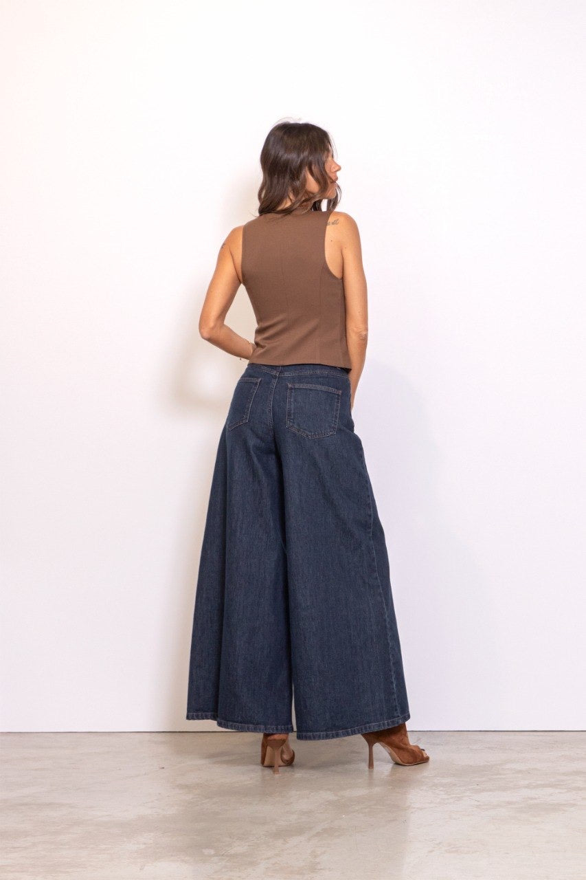 Nuvenice - Hr Extra Wide Jeans - Dark Denim Blue