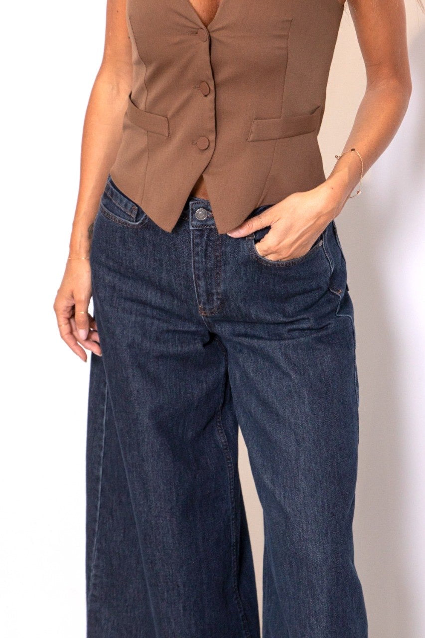 Nuvenice - Hr Extra Wide Jeans - Dark Denim Blue