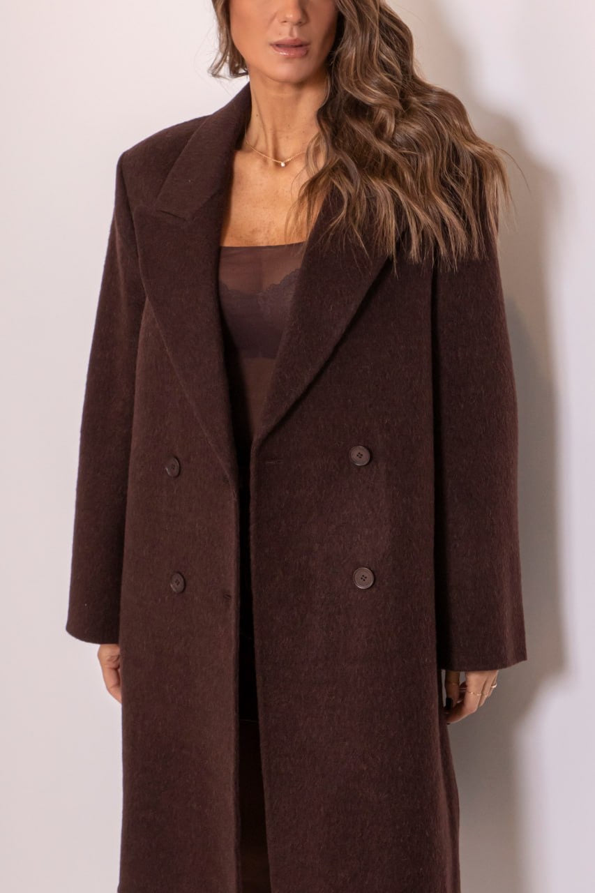 Cappotto midi doppiopetto in lana double