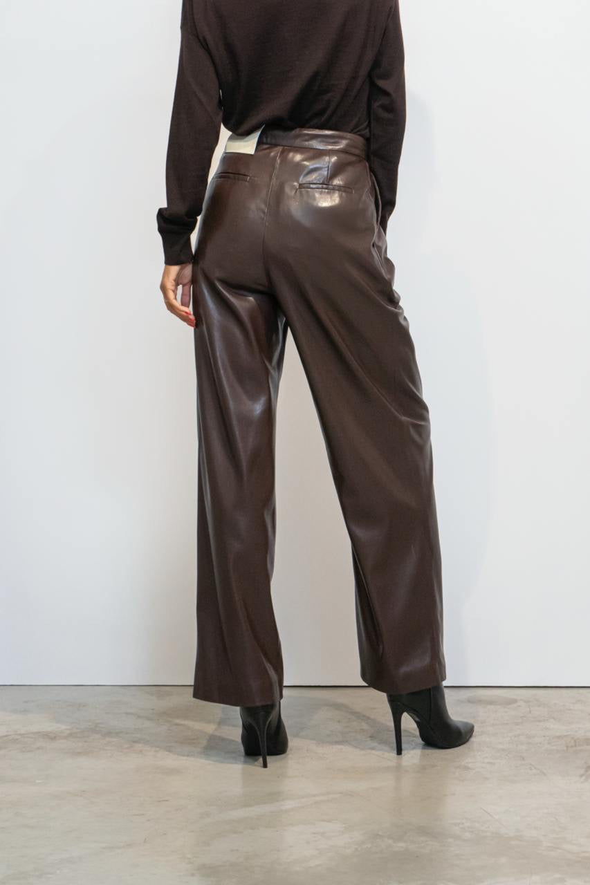 Pantalone In Ecopelle Con Pinces Moro