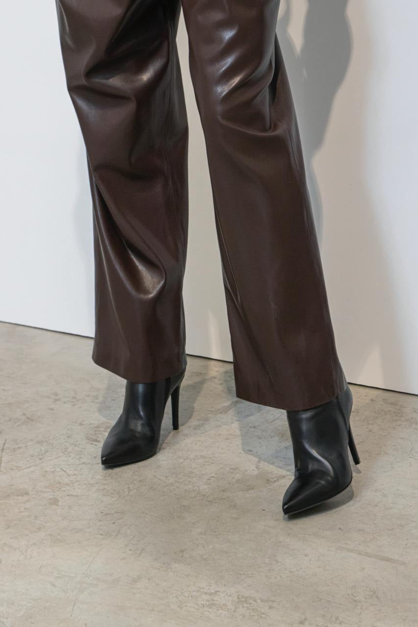 Pantalone In Ecopelle Con Pinces Moro