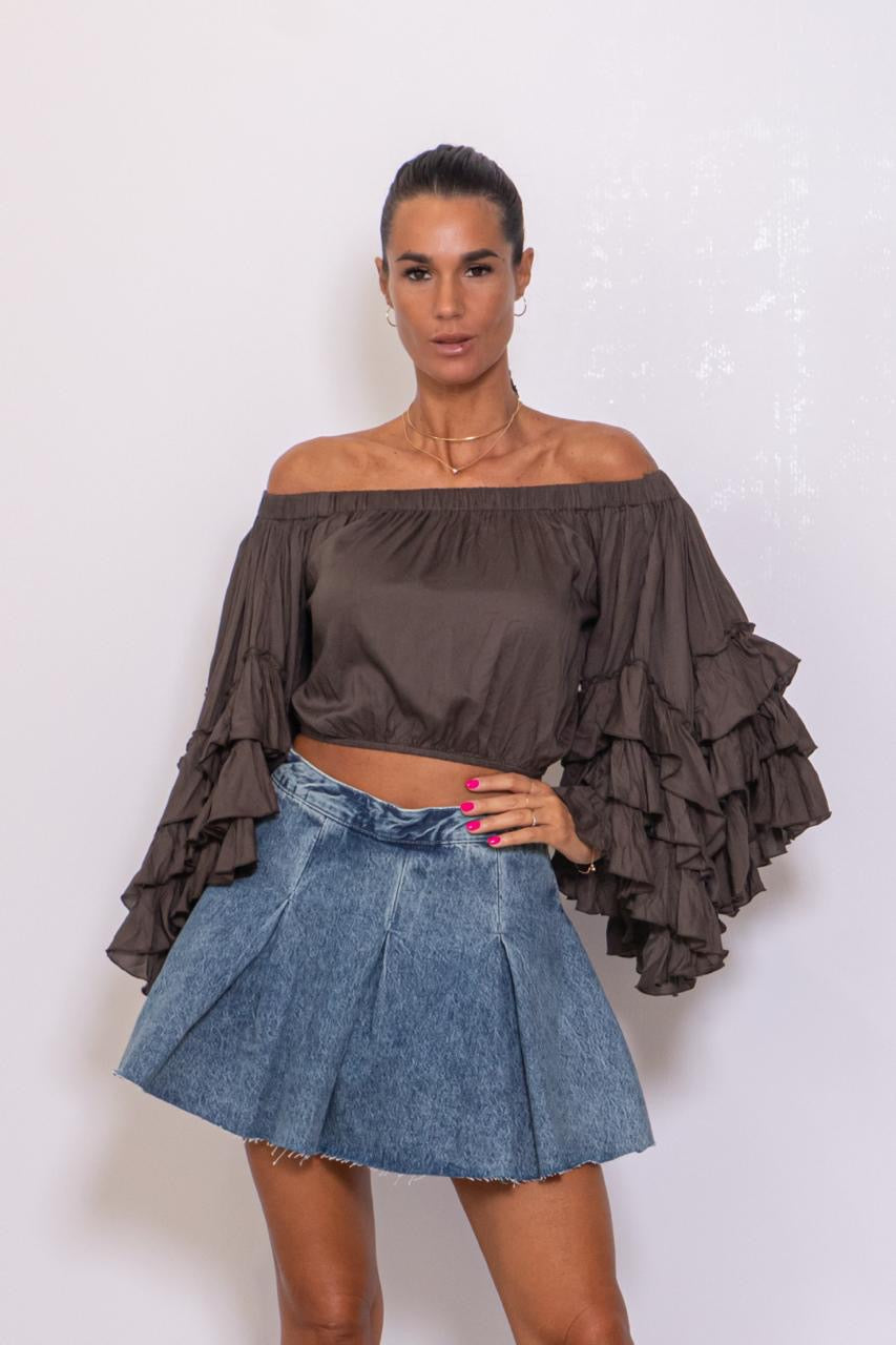 Tone Denim Skirt - Drift Sky Retro