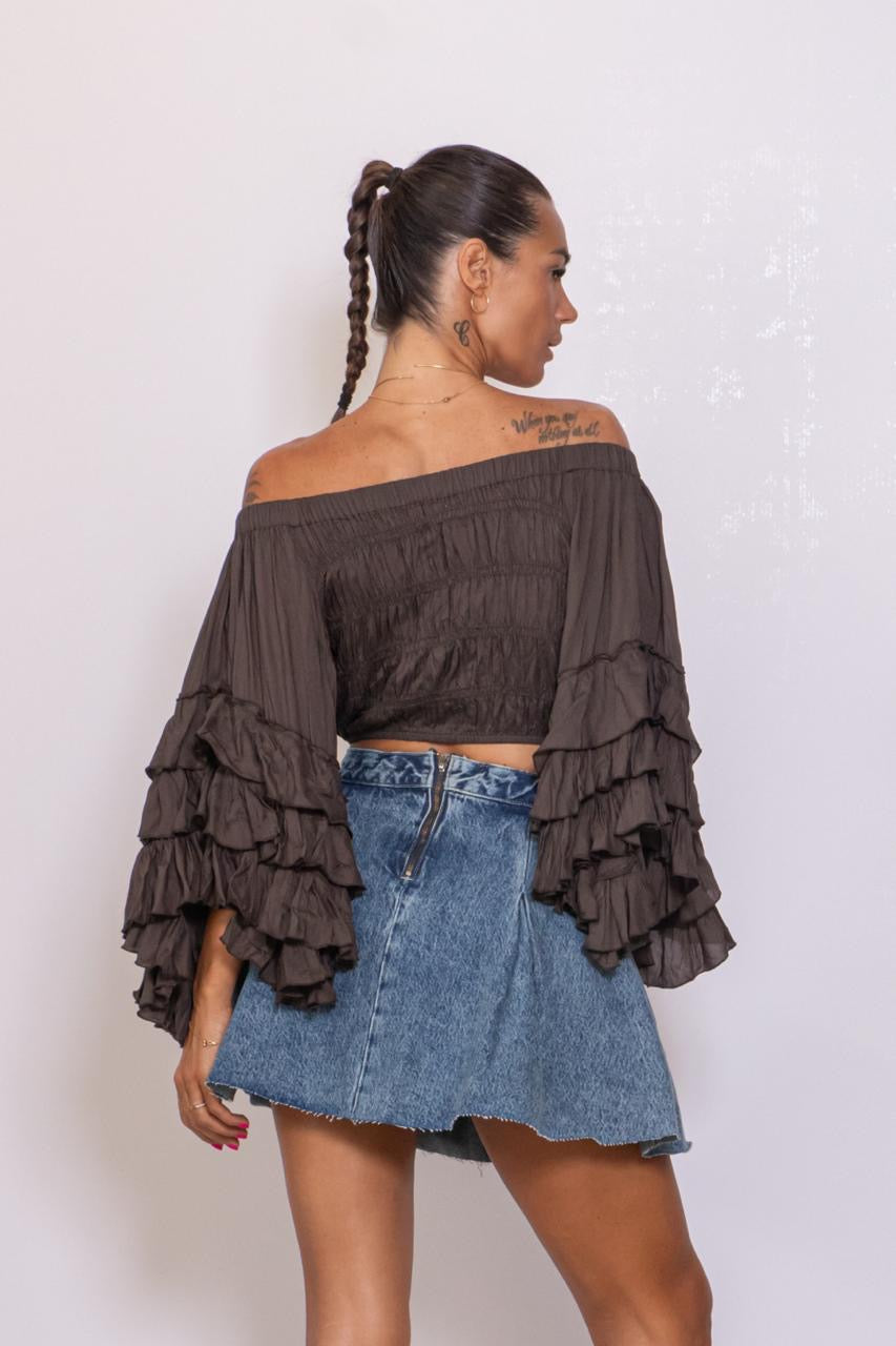 Tone Denim Skirt - Drift Sky Retro
