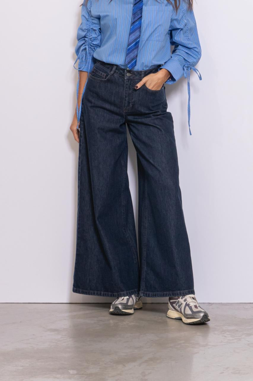 Nuvenice - Hr Extra Wide Jeans - Dark Denim Blue