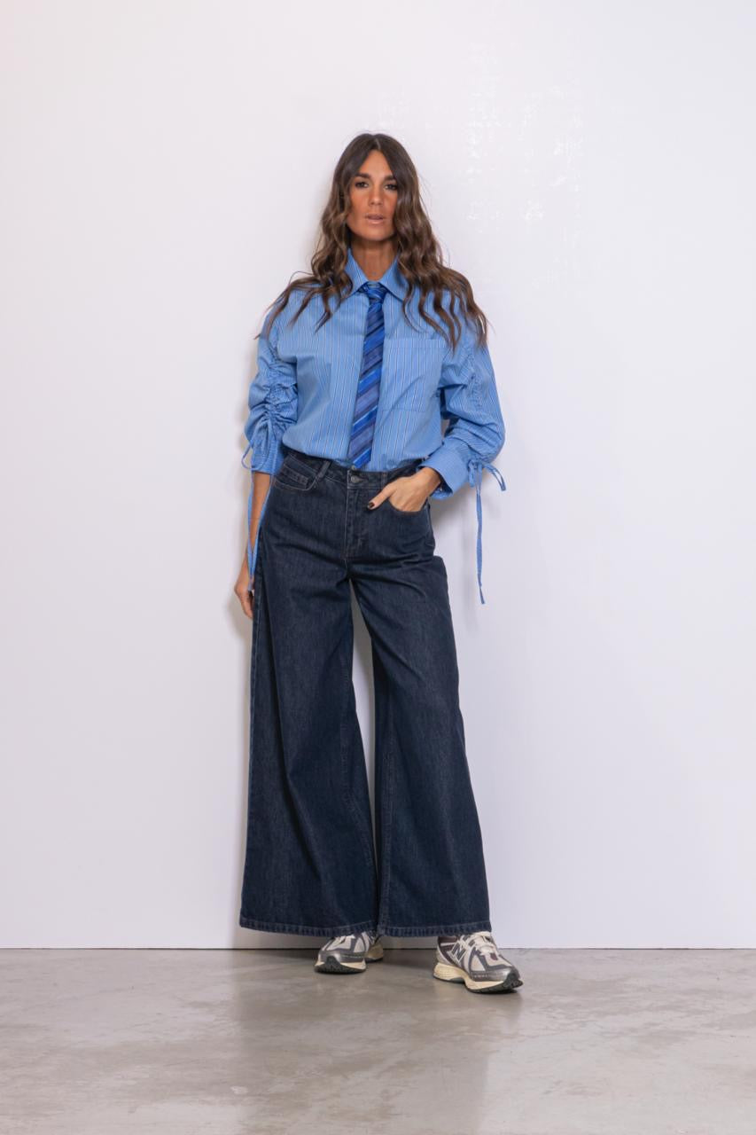 Nuvenice - Hr Extra Wide Jeans - Dark Denim Blue