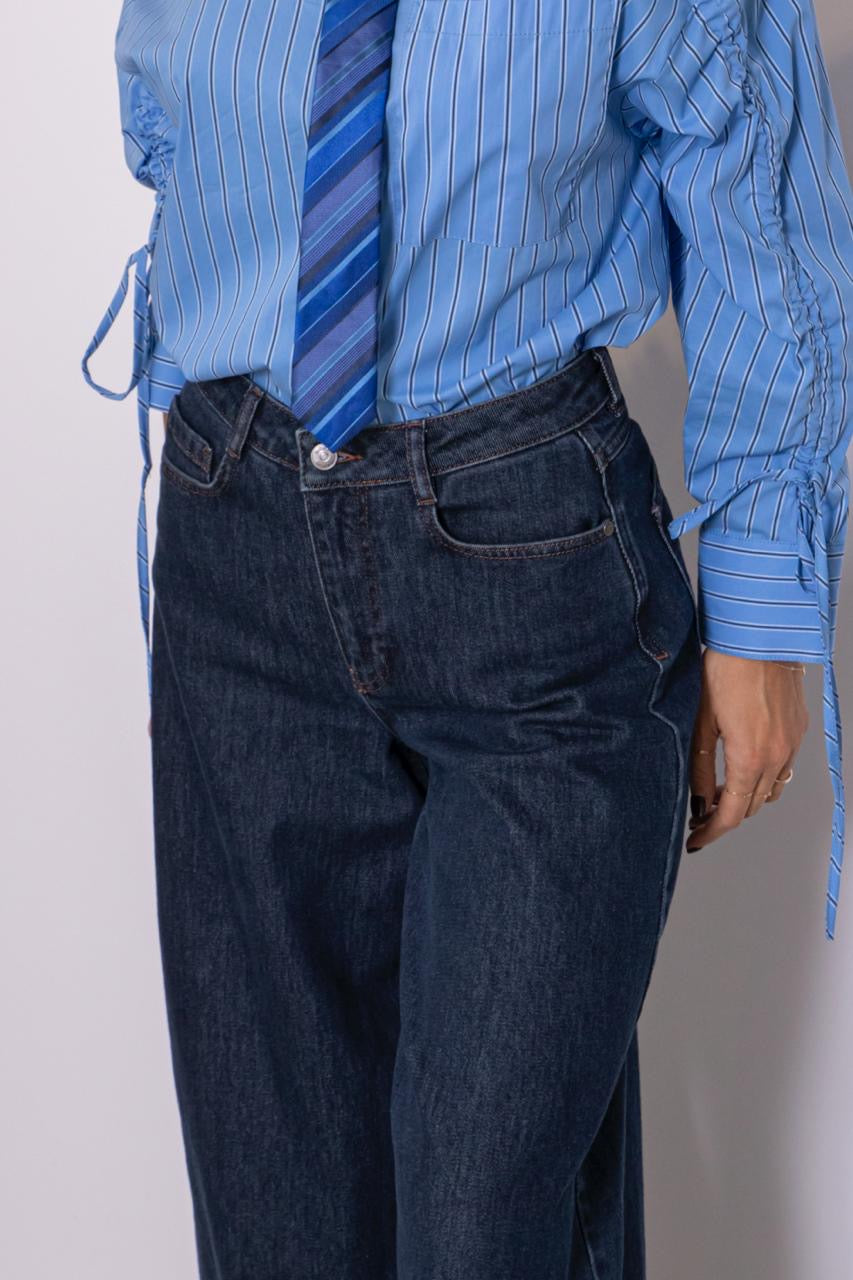 Nuvenice - Hr Extra Wide Jeans - Dark Denim Blue