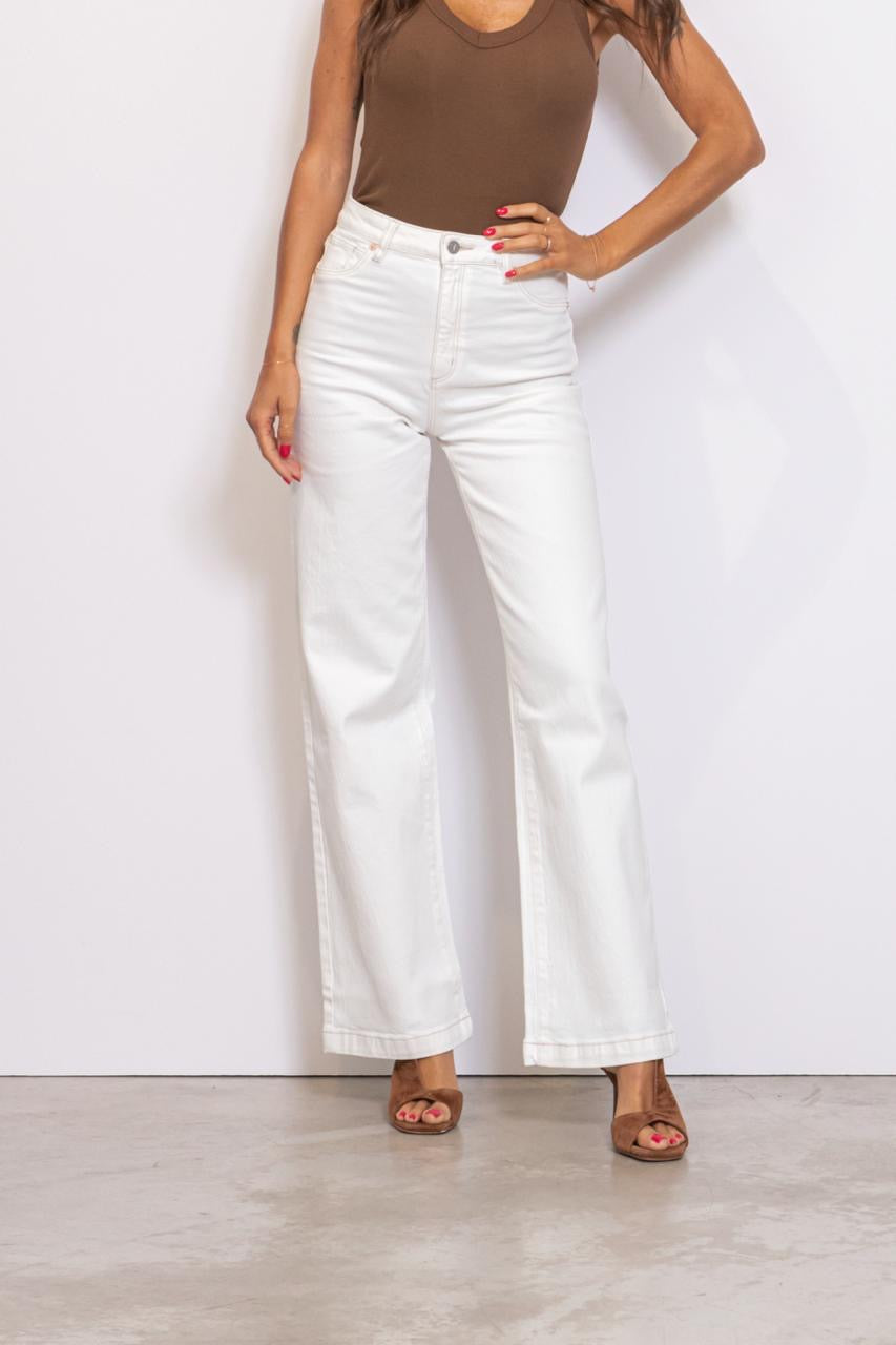 94 High Wide Western White Jeans