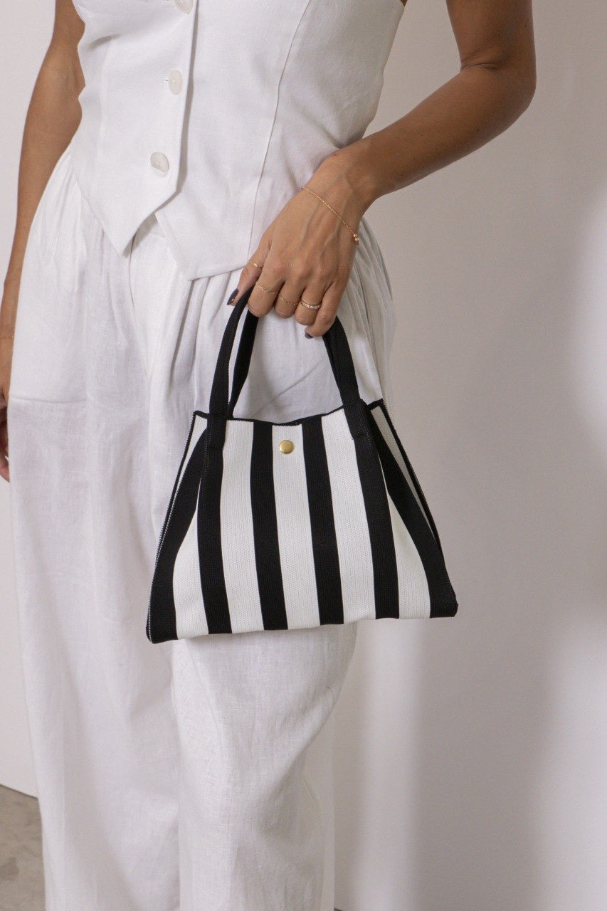 City Girl Bag A Righe Bianco/nero