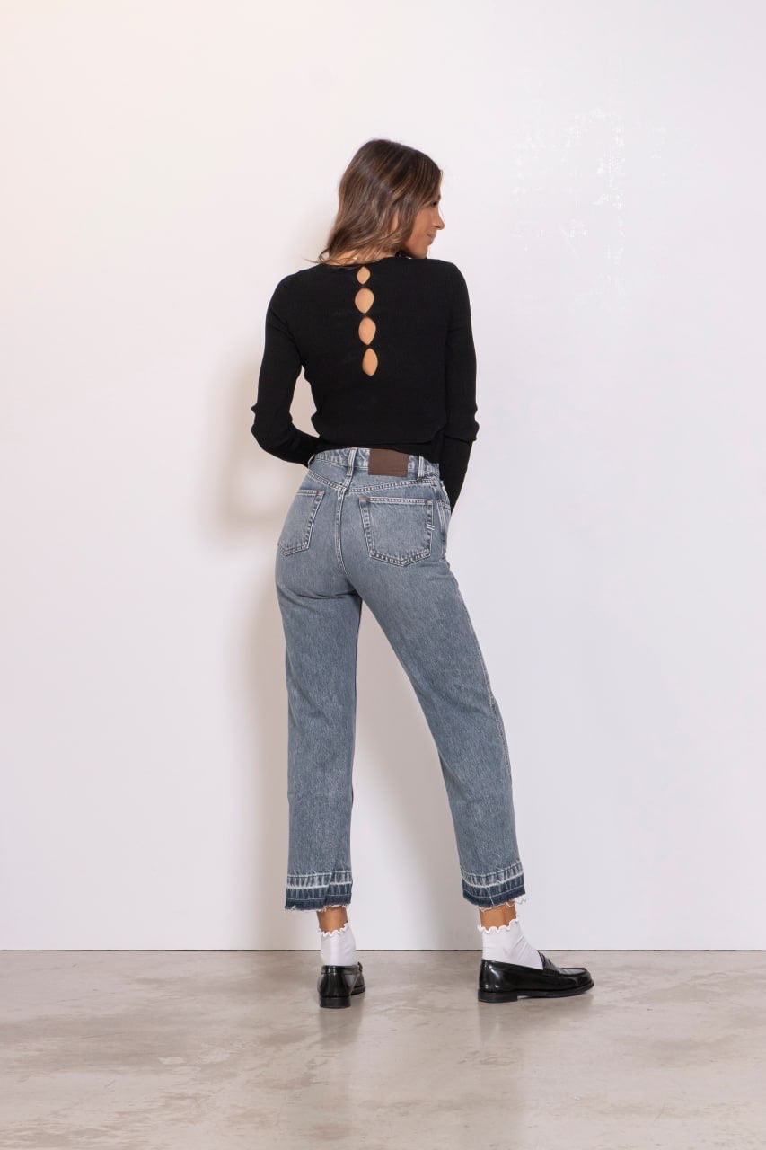Maglia A Costine Con Cut Out Sulla Schiena