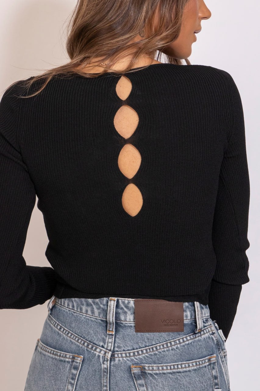 Maglia A Costine Con Cut Out Sulla Schiena