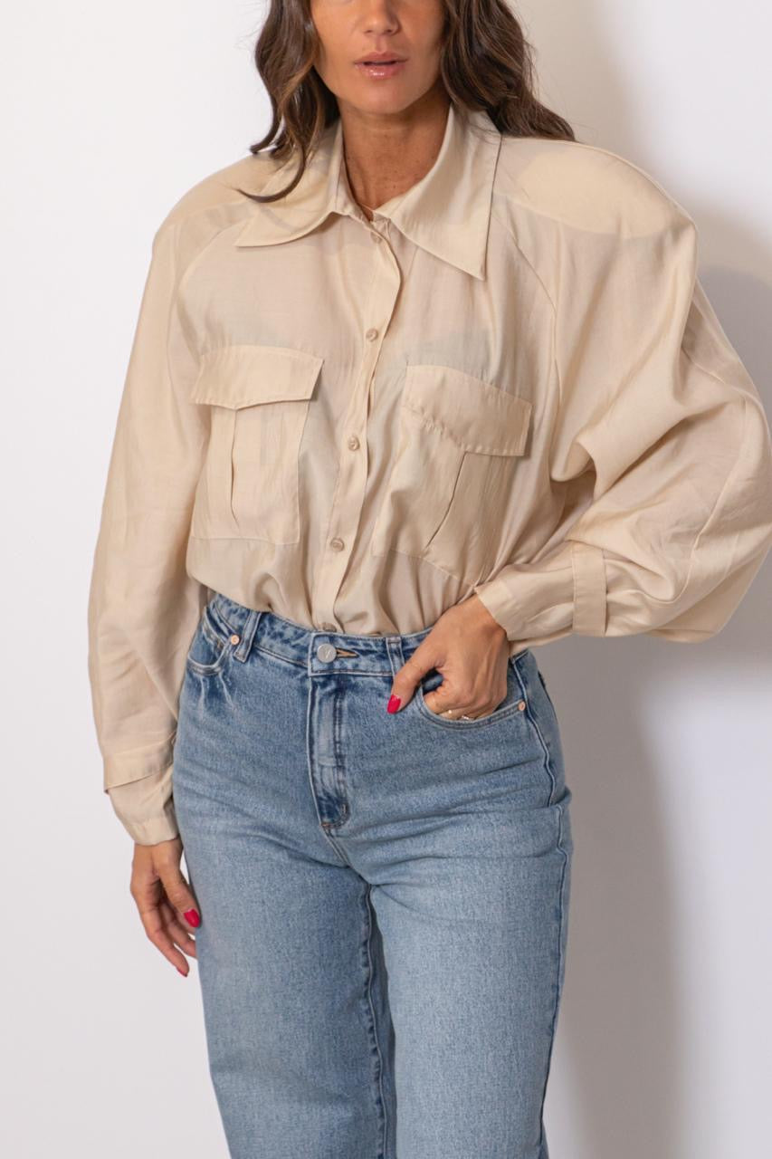 Camicia Con Tasche Applicate E Spalline Imbottite
