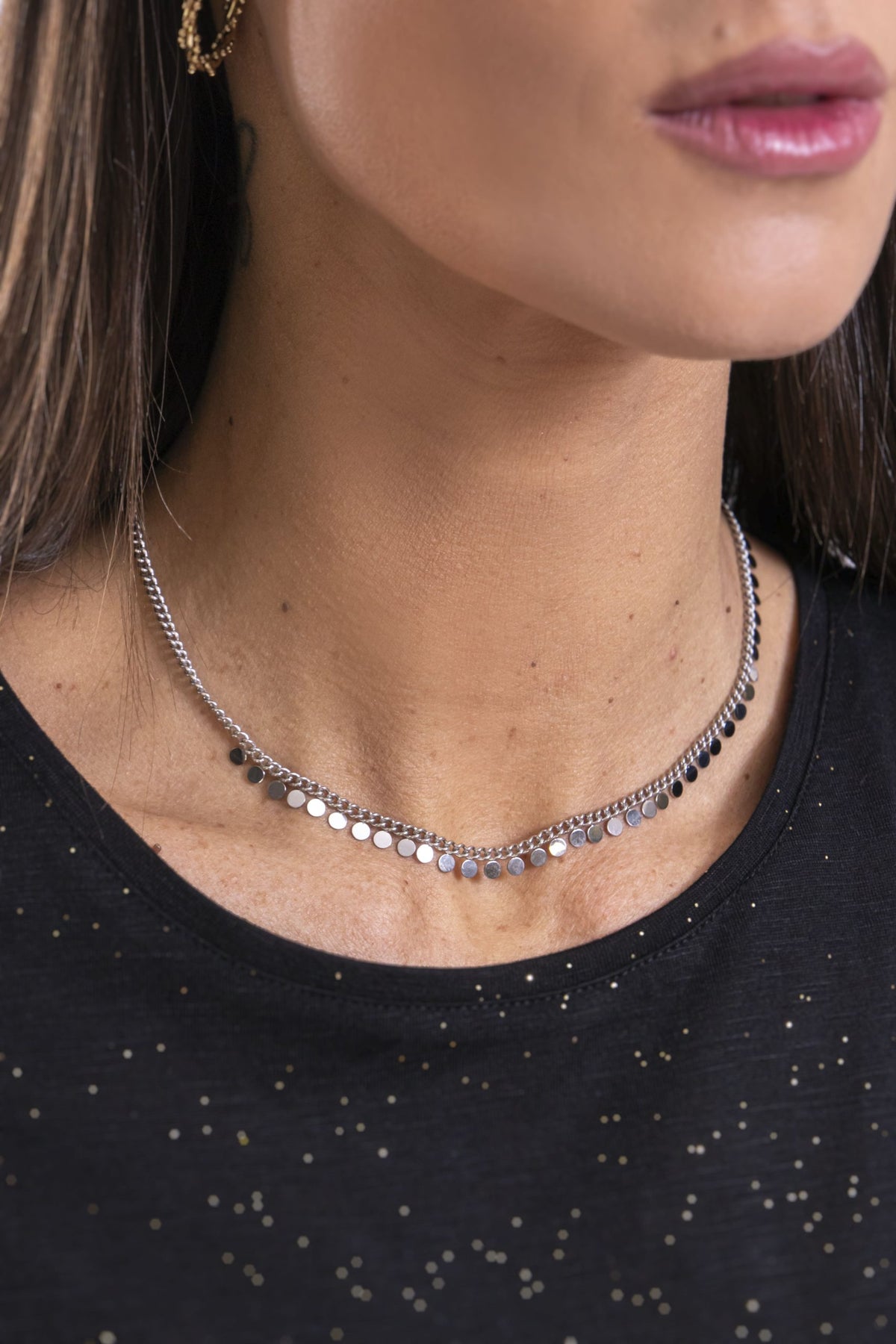 Collana Piatta Con Medagliette
