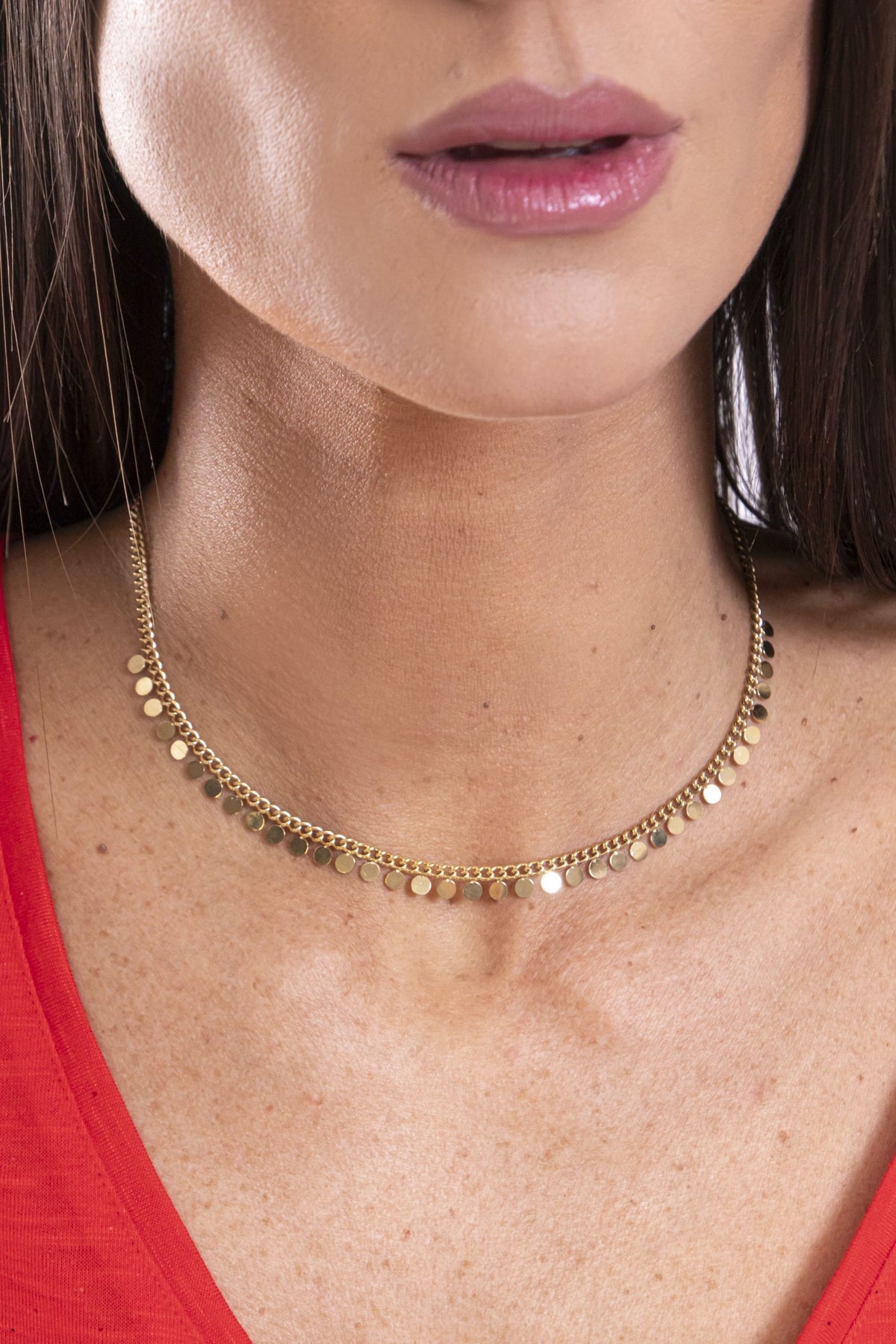 Collana Piatta Con Medagliette