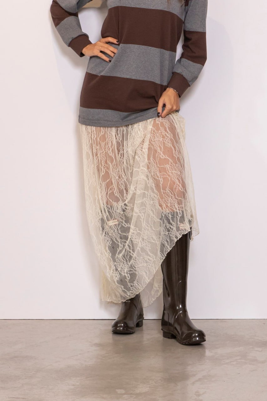 Abito Felpa Con Pizzo Sotto