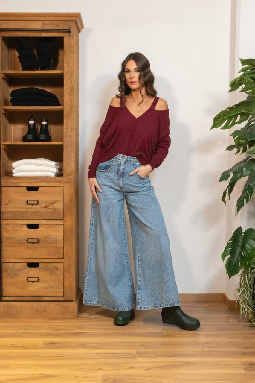 Jeans Palazzo Lavaggio Chiaro