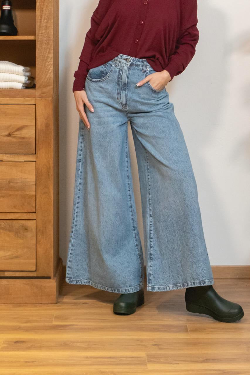 Jeans Palazzo Lavaggio Chiaro