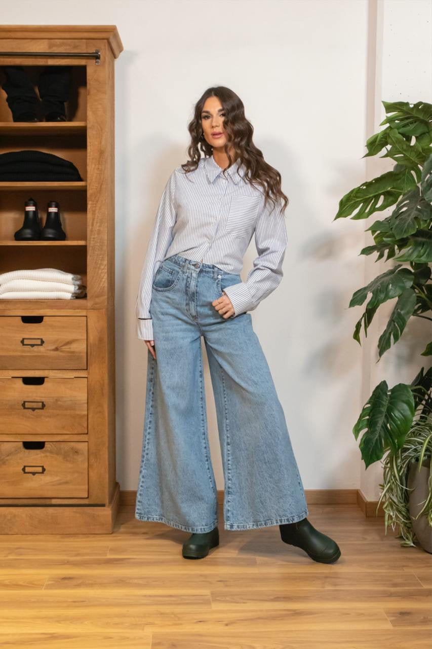 Jeans Palazzo Lavaggio Chiaro