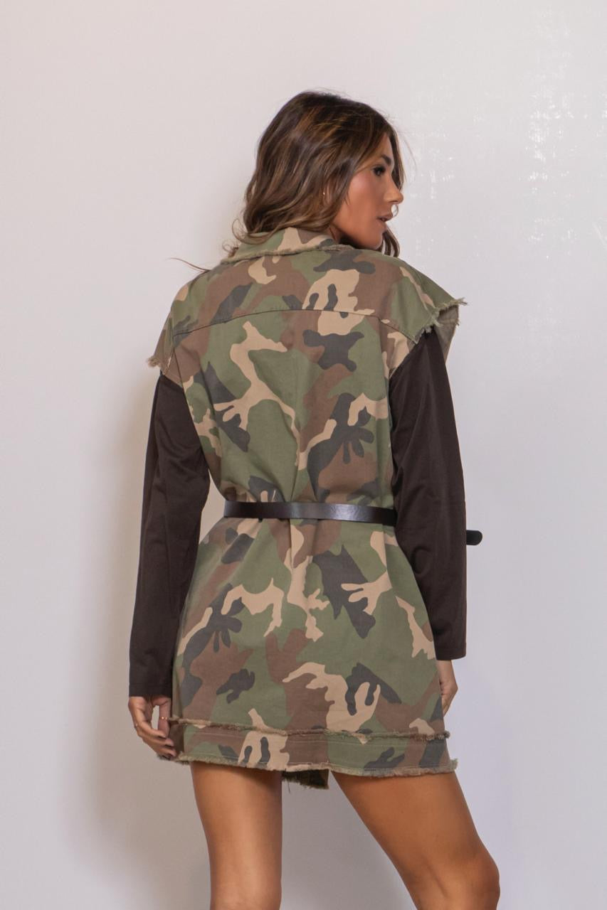 Maxi Abito/gilet Camouflage