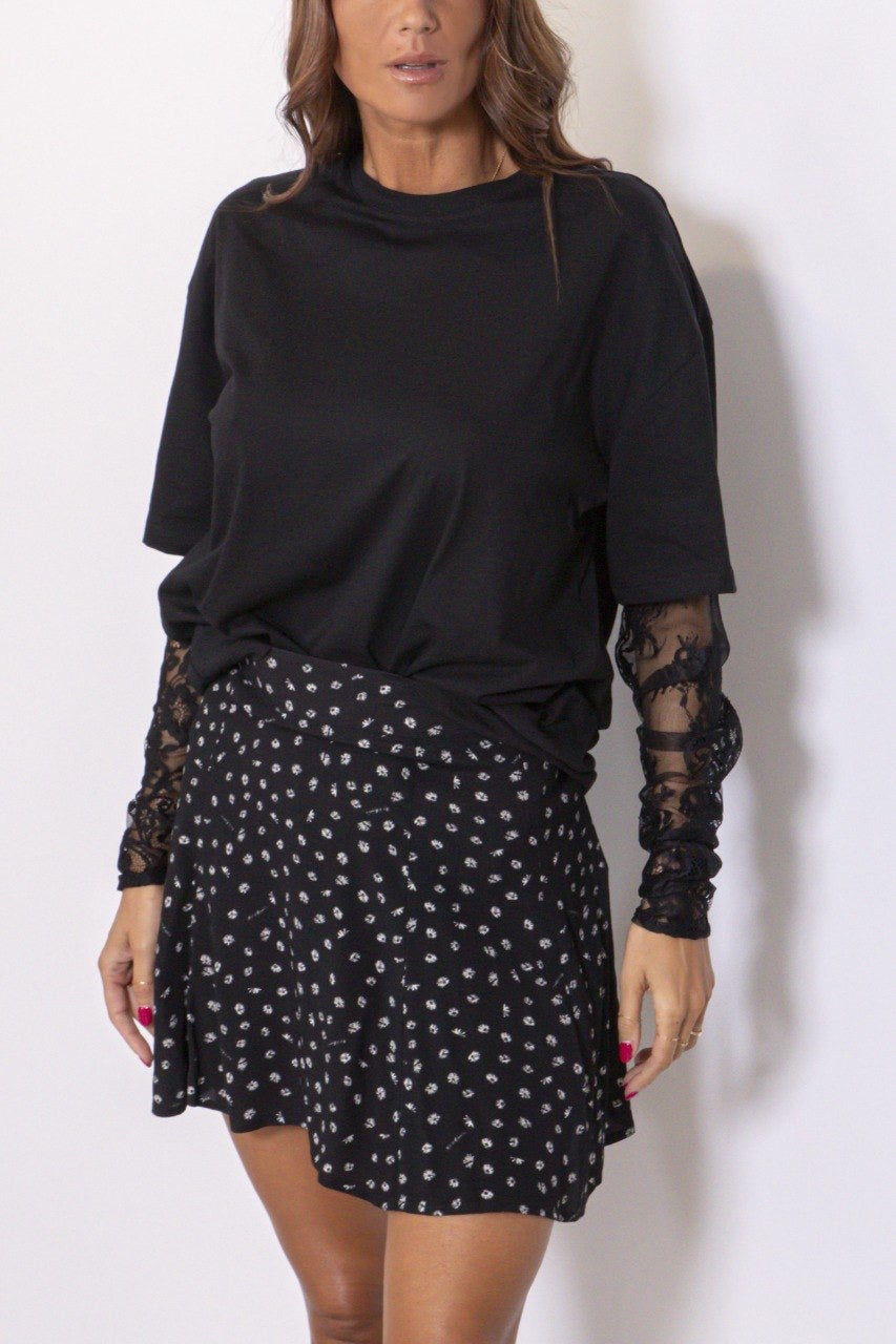 Preordine T-shirt Girocollo Effetto Sovrapposto Con Dettaglio In Pizzo