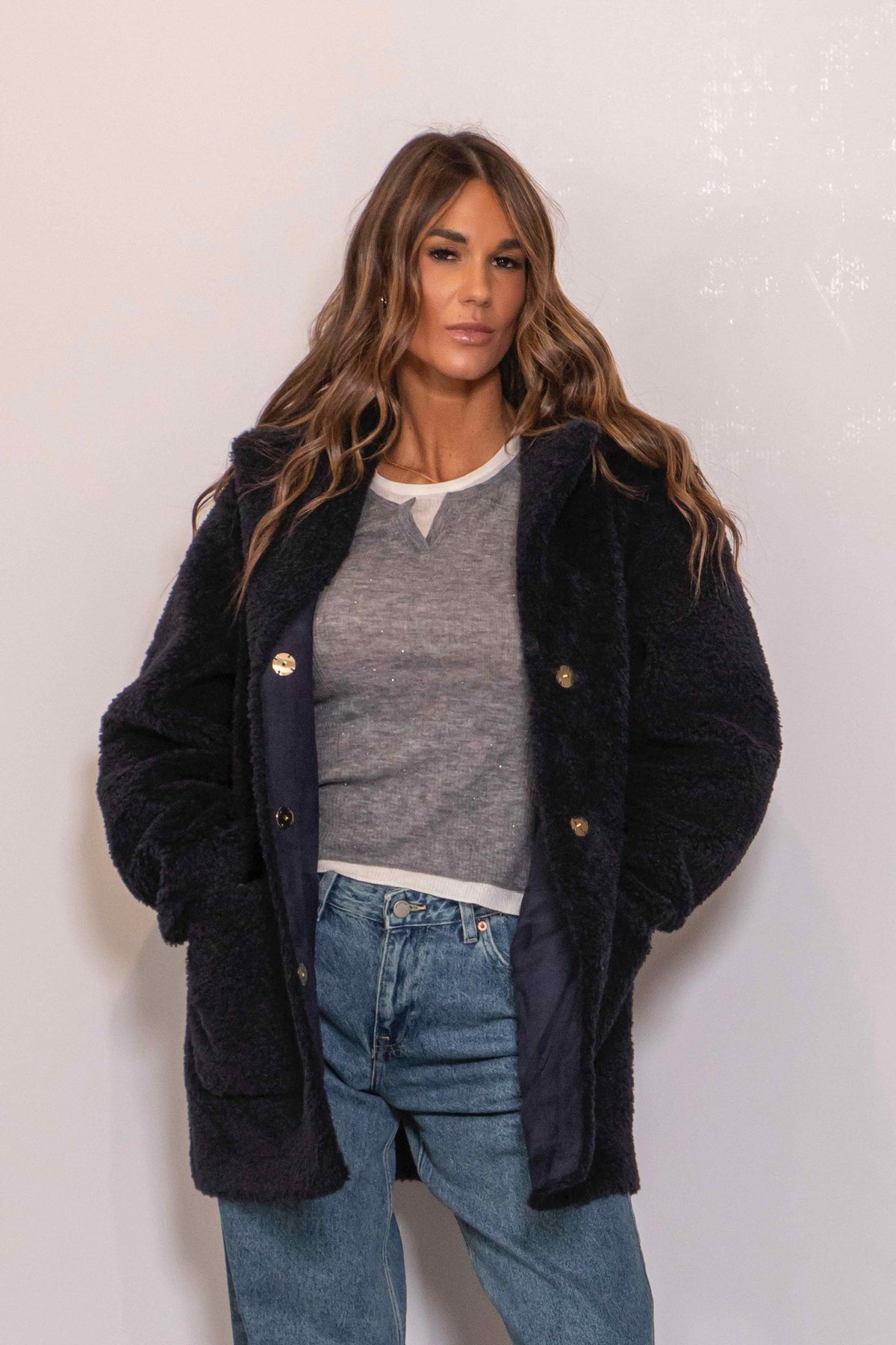Alda Reversible Faux Fur Jacket Blu