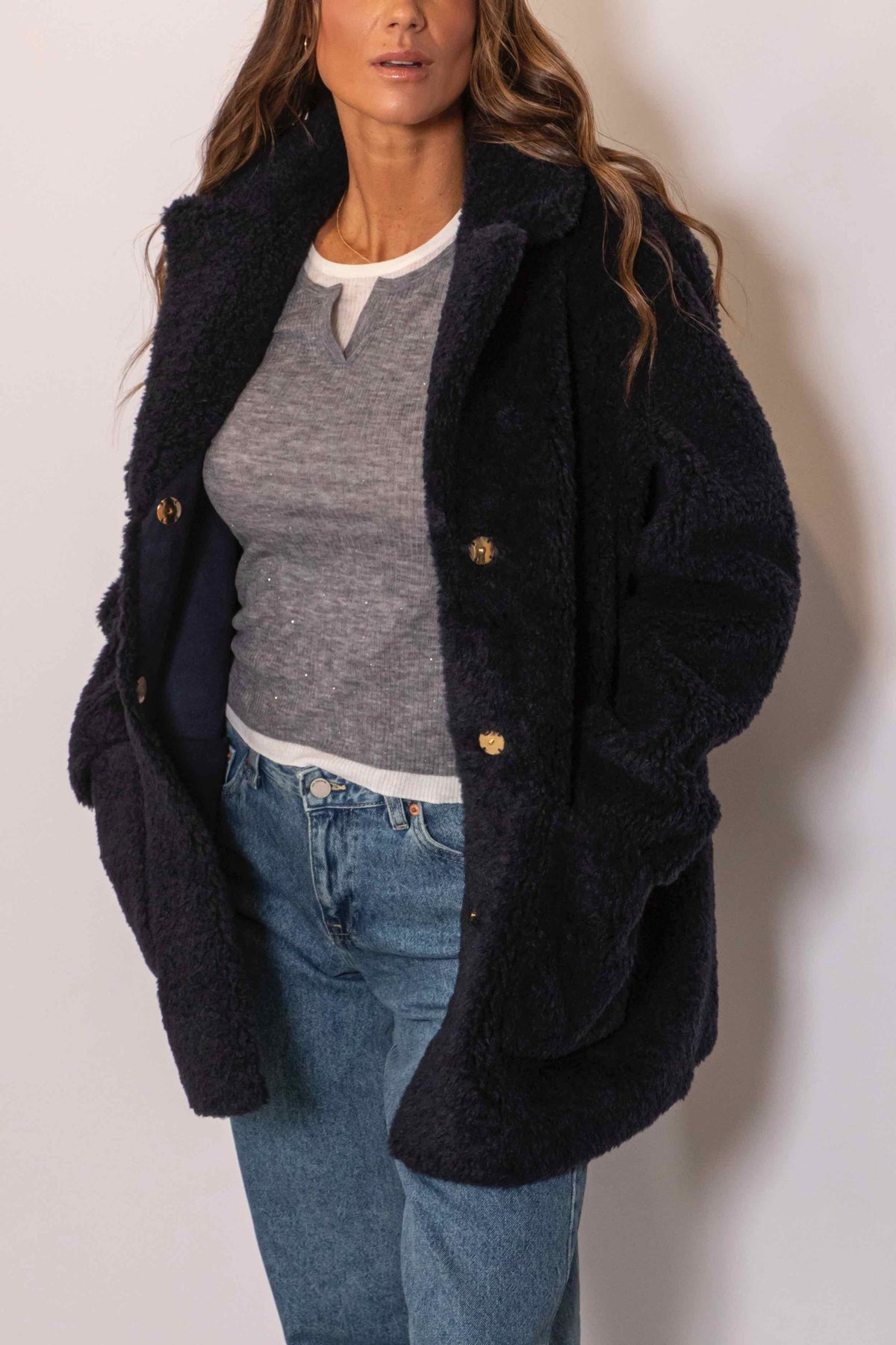 Alda Reversible Faux Fur Jacket Blu