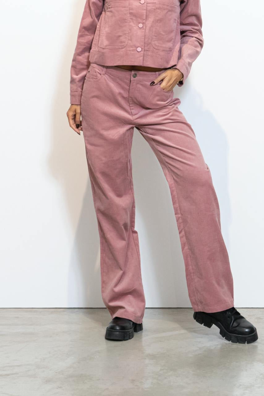 Jolene Corduroy Mid Waisted Pant Rosa