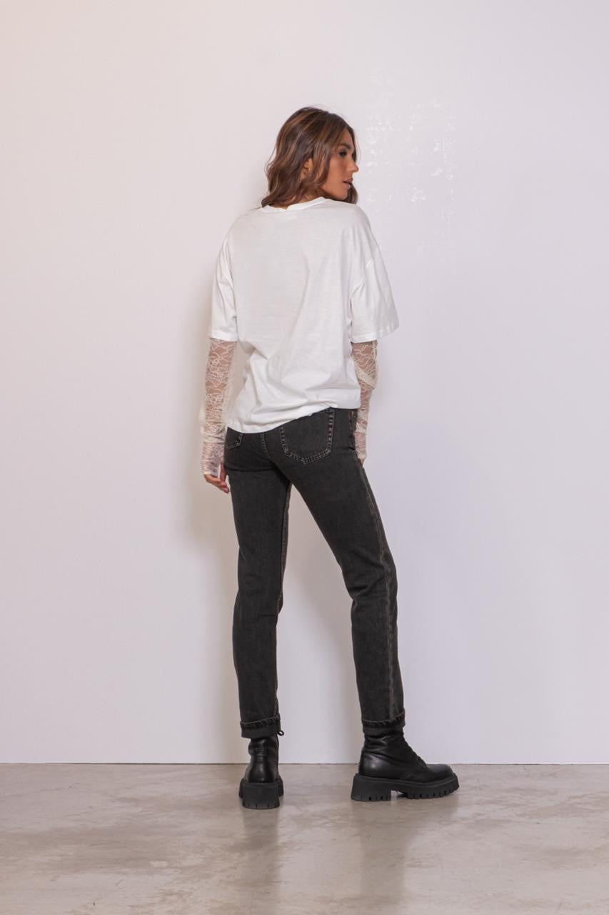Straw Mid Slim Tar Aged Black