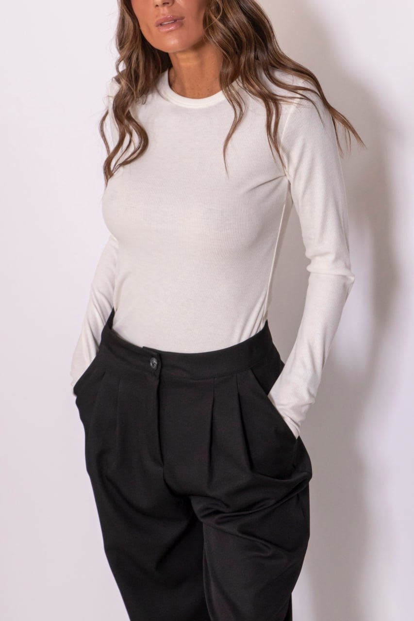 Pantalone balloon con pinces e risvolto