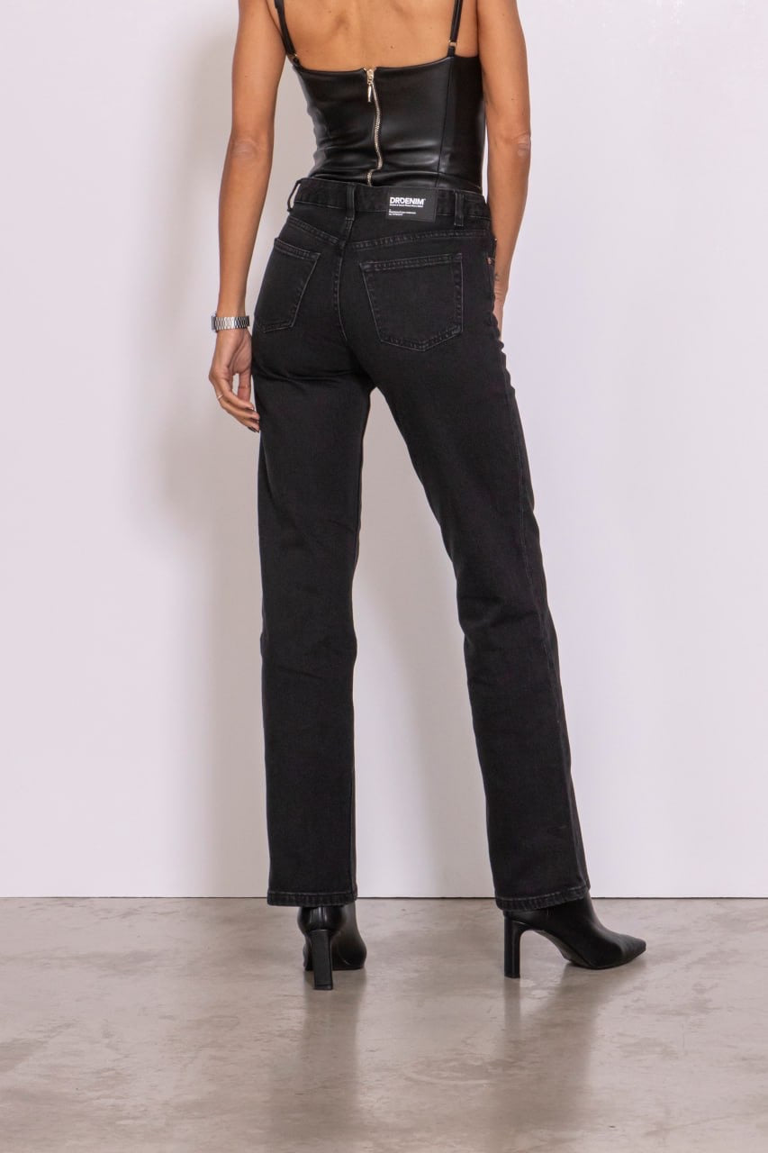 Echo High Straight Denim Jeans black