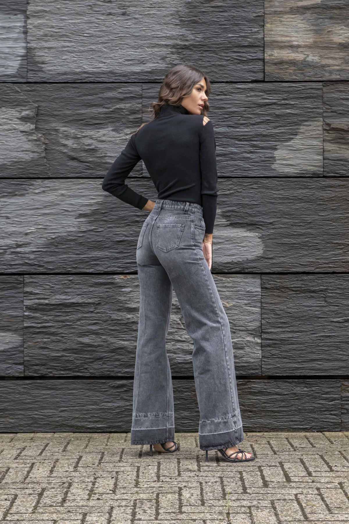 Jeans A Palazzo Nero