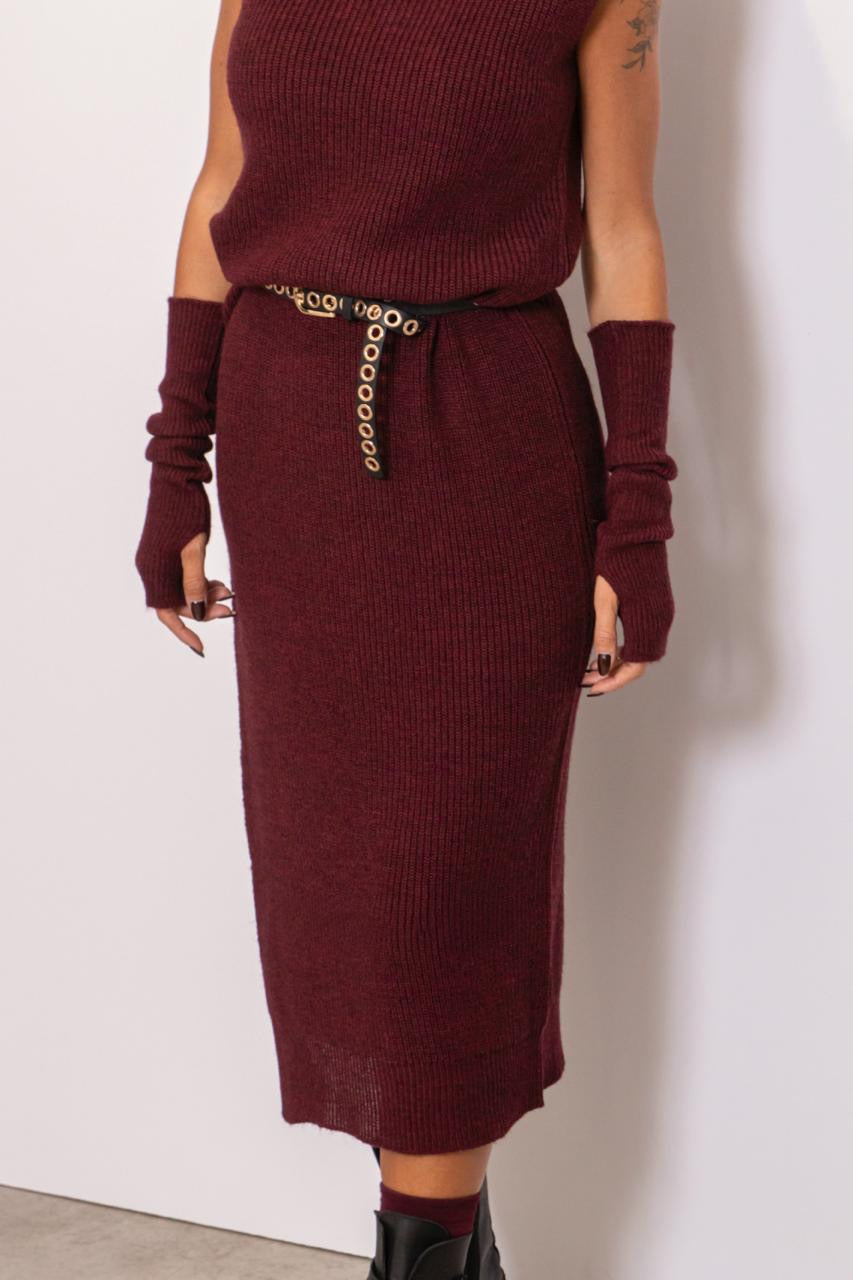 Abito Midi In Maglia Con Manicotti