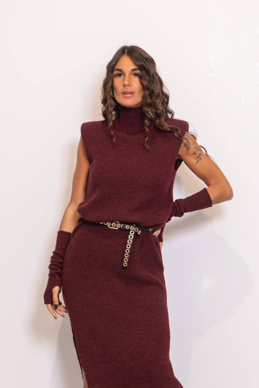 Abito Midi In Maglia Con Manicotti