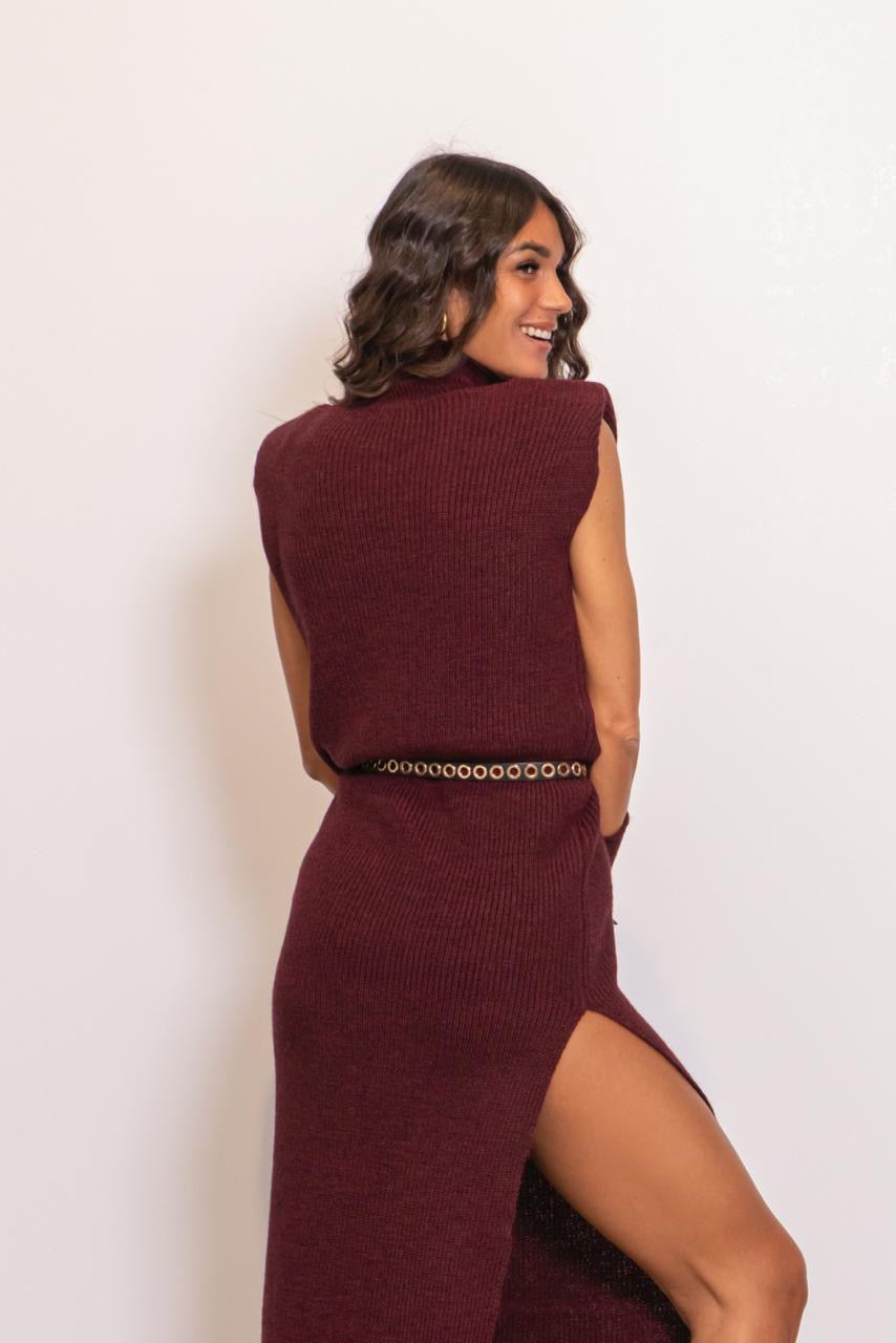 Abito Midi In Maglia Con Manicotti