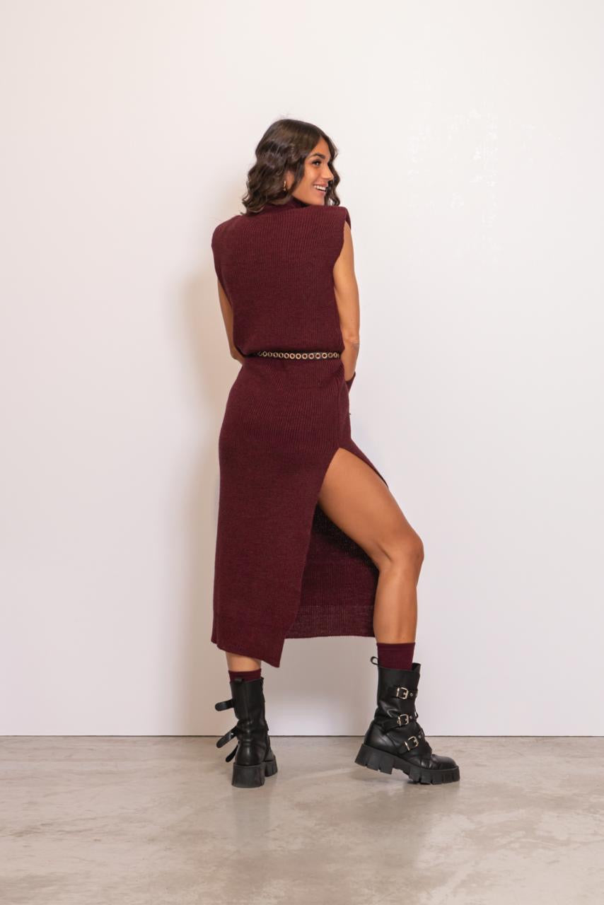 Abito Midi In Maglia Con Manicotti