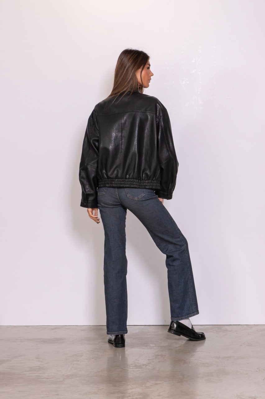 Bomber Effetto Pelle nero