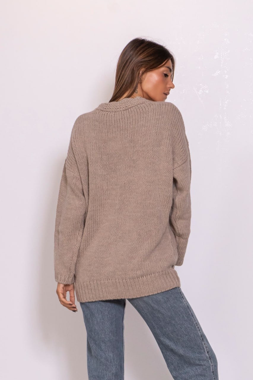 Cardigan over con tasche applicate