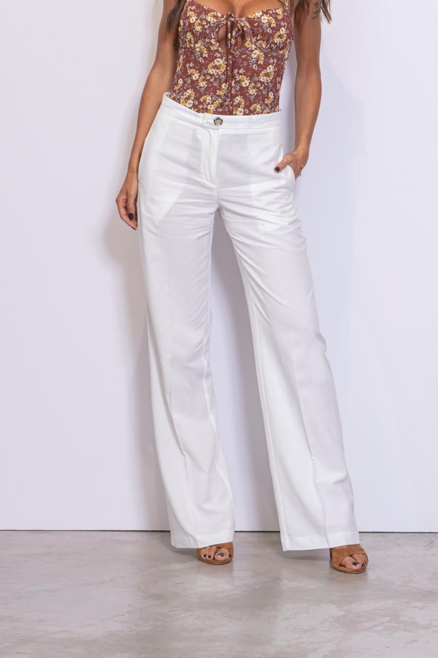 Preordine Pantalone Con Stiratura Verticale In Misto Lino