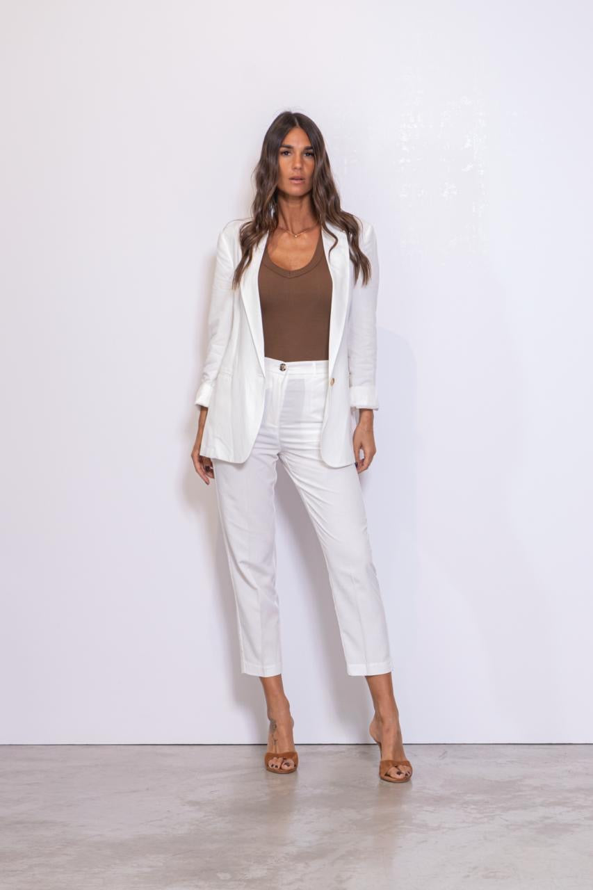 Preordine Pantalone A Sigaretta In Misto Lino
