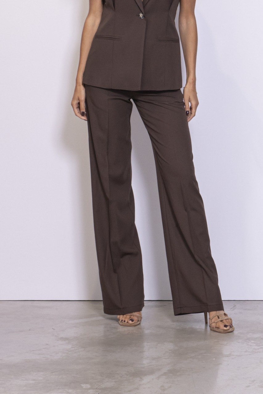 Preordine Pantalone Con Stiratura Verticale In Misto Lino