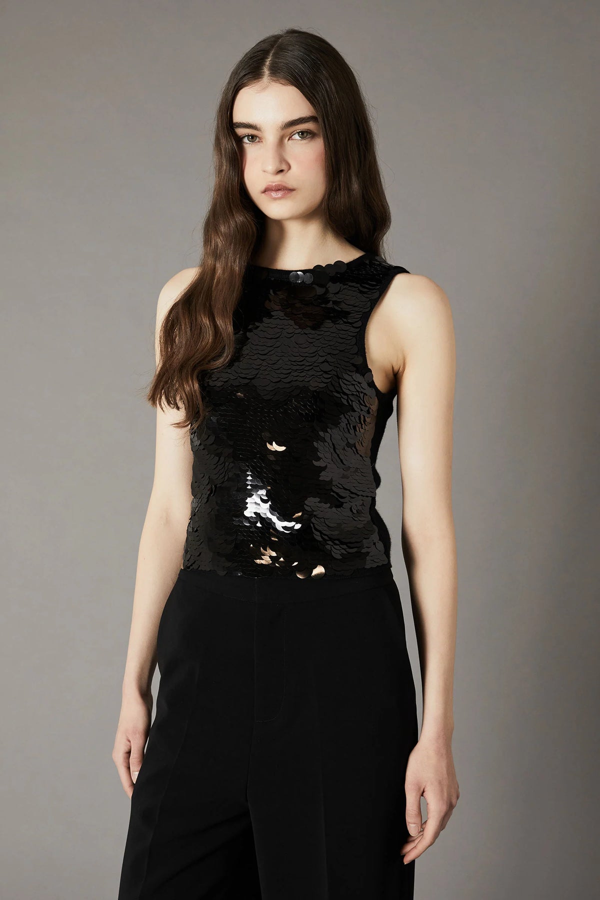 Top In Maglia Con Paillettes